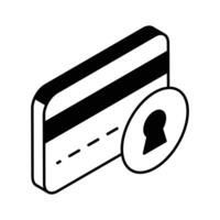 Keyhole with atm card, vector design of card security in modern style