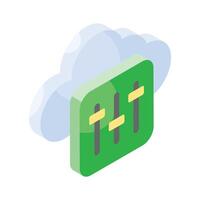 Cloud maintenance, isometric icon of cloud setting, cloud management vector