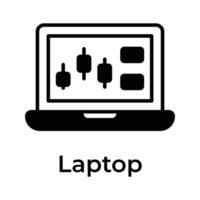 Stock market, trading dashboard icon, vector of laptop in modern style