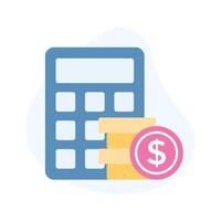 Calculator with coins denoting accounting concept vector, money calculation icon vector