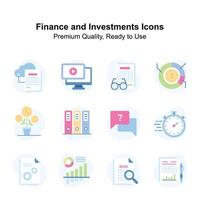 Ready to use finance and investment icons set, premium quality editable vectors