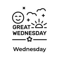 Get your hands on this beautifully designed great wednesday icon, happy days vector