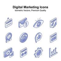 tomar un Mira a esta hermosa y increíble digital márketing isométrica iconos, editable vectores