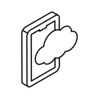 Cloud computing, mobile with cloud, isometric icon of mobile cloud vector