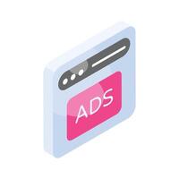 An isometric icon of website marketing in modern style, ready for premium use vector