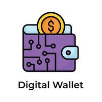 Trendy icon of digital wallet, online payment, ewallet, business and finance vector