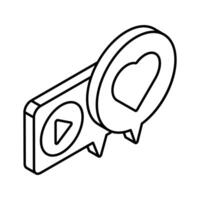 Video message, video conversation isometric icon in trendy style vector