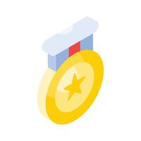 A trendy vector design of medal in modern isometric style, an editable icon of star medal