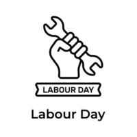 Hand holding spanner depicting concept icon of Labour Day in trendy style vector