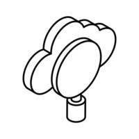 Magnifier with cloud, cloud search isometric icon design, cloud finding vector