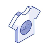 Modern isometric icon of sponsored ad, marketing shirt vector design