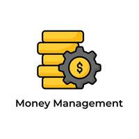 Coins stack with gear showing concept icon of money management vector