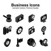 Get your hold on this creatively crafted business and finance isometric icons vector