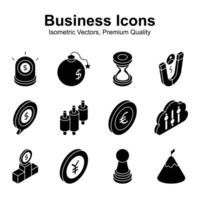 Grab this beautifully designed business and finance isometric icons set in modern style vector