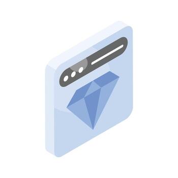 Diamond inside webpage showing concept isometric vector of premium website, website performance