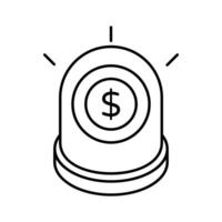 Emergency siren with dollar coin denoting concept icon of emergency fund vector