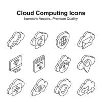 A captivating cloud computing isometric icons set ready for premium use vector