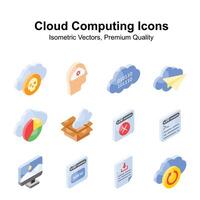 Visually appealing cloud computing isometric vectors set, ready to use and download