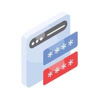 Grab this amazing icon of website password isometric style vector