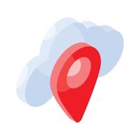 Cloud navigation, cloud location isometric vector design