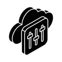 Cloud maintenance, isometric icon of cloud setting, cloud management vector
