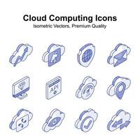 un cautivador nube informática isométrica íconos conjunto Listo para prima utilizar vector