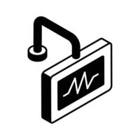 Heart health palpitation monitoring, icon of ecg monitor in isometric design vector