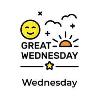 Get your hands on this beautifully designed great wednesday icon, happy days vector