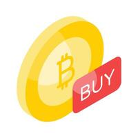 Have a look at this amazing isometric icon of buy bitcoin in trendy style vector