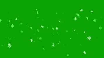 Snowfall overlay on green background. Winter slowly falling snow effect. 4K animation. video