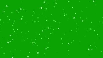 nevicata copertura su verde sfondo. inverno lentamente caduta neve effetto. 4k animazione. video