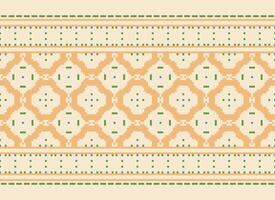 Cross Stitch. Geometric ethnic patterns. Design for Saree, Patola, Sari, Dupatta, Vyshyvanka, rushnyk, dupatta, Clothing, fabric, batik, Knitwear, Embroidery, Ikkat, Pixel pattern. Traditional Design. vector