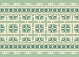 Ethnic Geometric Seamless Fabric Pattern Cross Stitch. Ikat Embroidery Oriental Pixel Pattern Cream Background. Abstract,vector,illustration. Texture,cross Stitch,scarf,decoration,motifs,wallpaper. vector