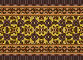 Cross Stitch. Geometric ethnic patterns. Design for Saree, Patola, Sari, Dupatta, Vyshyvanka, rushnyk, dupatta, Clothing, fabric, batik, Knitwear, Embroidery, Ikkat, Pixel pattern. Traditional Design. vector