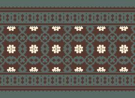 Cross Stitch Embroidery. Ethnic Patterns. Native Style. Traditional Design for texture, textile, fabric, clothing, Knitwear, print. Geometric Pixel Horizontal Seamless Vector. vector