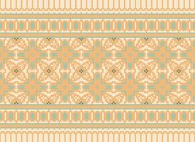 Cross Stitch Embroidery. Ethnic Patterns. Native Style. Traditional Design for texture, textile, fabric, clothing, Knitwear, print. Geometric Pixel Horizontal Seamless Vector. vector