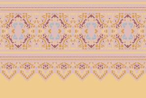 Cross Stitch. Geometric ethnic patterns. Design for Saree, Patola, Sari, Dupatta, Vyshyvanka, rushnyk, dupatta, Clothing, fabric, batik, Knitwear, Embroidery, Ikkat, Pixel pattern. Traditional Design. vector