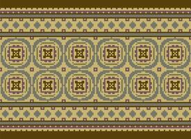 Cross Stitch. Geometric ethnic patterns. Design for Saree, Patola, Sari, Dupatta, Vyshyvanka, rushnyk, dupatta, Clothing, fabric, batik, Knitwear, Embroidery, Ikkat, Pixel pattern. Traditional Design. vector