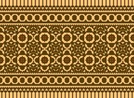 Cross Stitch Border. Embroidery Cross Stitch. Ethnic Patterns. Geometric Ethnic Indian pattern. Native Ethnic pattern.Texture Textile Fabric Clothing Knitwear print. Pixel Horizontal Seamless Vector. vector