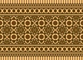 Cross Stitch Border. Embroidery Cross Stitch. Ethnic Patterns. Geometric Ethnic Indian pattern. Native Ethnic pattern.Texture Textile Fabric Clothing Knitwear print. Pixel Horizontal Seamless Vector. vector