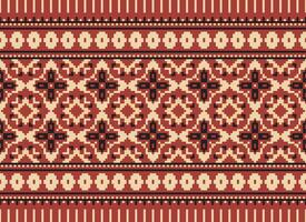 Cross Stitch Embroidery. Ethnic Patterns. Native Style. Traditional Design for texture, textile, fabric, clothing, Knitwear, print. Geometric Pixel Horizontal Seamless Vector. vector