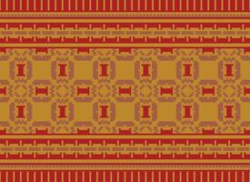 Cross Stitch Embroidery. Ethnic Patterns. Native Style. Traditional Design for texture, textile, fabric, clothing, Knitwear, print. Geometric Pixel Horizontal Seamless Vector. vector