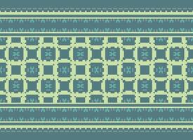 Cross Stitch Border. Embroidery Cross Stitch. Ethnic Patterns. Geometric Ethnic Indian pattern. Native Ethnic pattern.Texture Textile Fabric Clothing Knitwear print. Pixel Horizontal Seamless Vector. vector