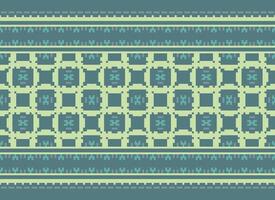 Cross Stitch Border. Embroidery Cross Stitch. Ethnic Patterns. Geometric Ethnic Indian pattern. Native Ethnic pattern.Texture Textile Fabric Clothing Knitwear print. Pixel Horizontal Seamless Vector. vector