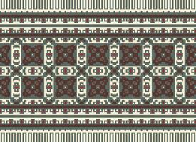 Cross Stitch Embroidery. Ethnic Patterns. Native Style. Traditional Design for texture, textile, fabric, clothing, Knitwear, print. Geometric Pixel Horizontal Seamless Vector. vector