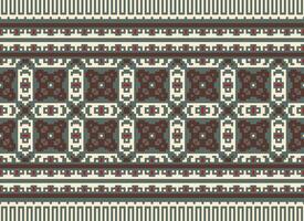 Cross Stitch Embroidery. Ethnic Patterns. Native Style. Traditional Design for texture, textile, fabric, clothing, Knitwear, print. Geometric Pixel Horizontal Seamless Vector. vector