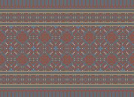 Cross Stitch Border. Embroidery Cross Stitch. Ethnic Patterns. Geometric Ethnic Indian pattern. Native Ethnic pattern.Texture Textile Fabric Clothing Knitwear print. Pixel Horizontal Seamless Vector. vector