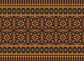 Cross Stitch. Geometric ethnic patterns. Design for Saree, Patola, Sari, Dupatta, Vyshyvanka, rushnyk, dupatta, Clothing, fabric, batik, Knitwear, Embroidery, Ikkat, Pixel pattern. Traditional Design. vector