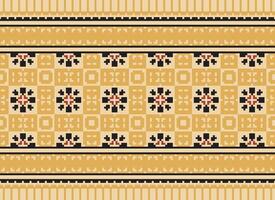 Cross Stitch Border. Embroidery Cross Stitch. Ethnic Patterns. Geometric Ethnic Indian pattern. Native Ethnic pattern.Texture Textile Fabric Clothing Knitwear print. Pixel Horizontal Seamless Vector. vector