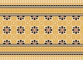 Cross Stitch Border. Embroidery Cross Stitch. Ethnic Patterns. Geometric Ethnic Indian pattern. Native Ethnic pattern.Texture Textile Fabric Clothing Knitwear print. Pixel Horizontal Seamless Vector. vector